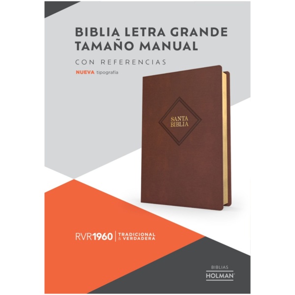 Biblia RVR1960 Letra Grande Manual Café Piel Fabricada 12pt - Image 2