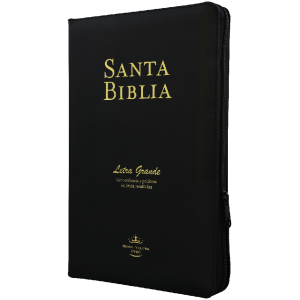 Biblia RVR1960 Mediana Letra Grande Imitación Piel Negro Cierre Índice