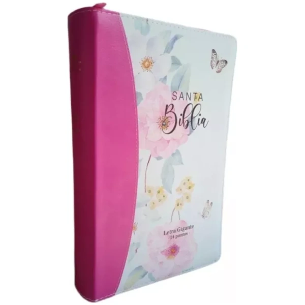 Biblia RVR1960 Gracia lt gigante flores rosas cierre manual 14pt 068PJR - Image 2