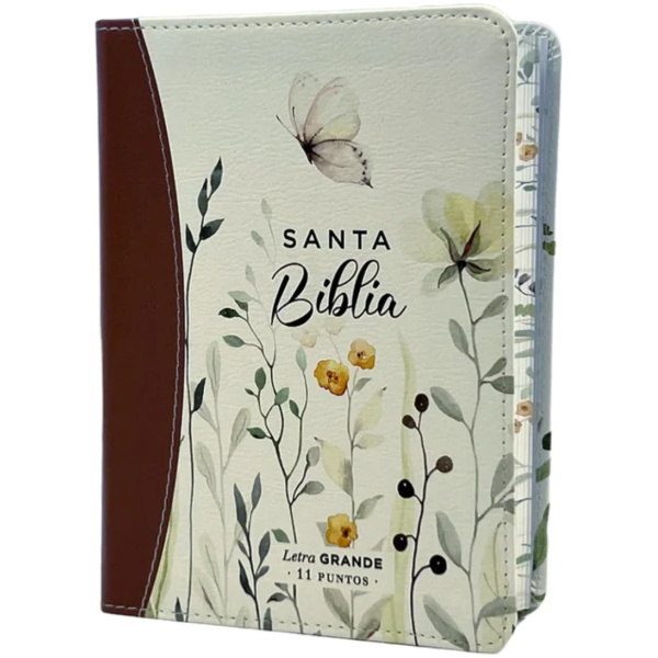Biblia RVR1960 Primaveral marron im piel chica 11pt PJR