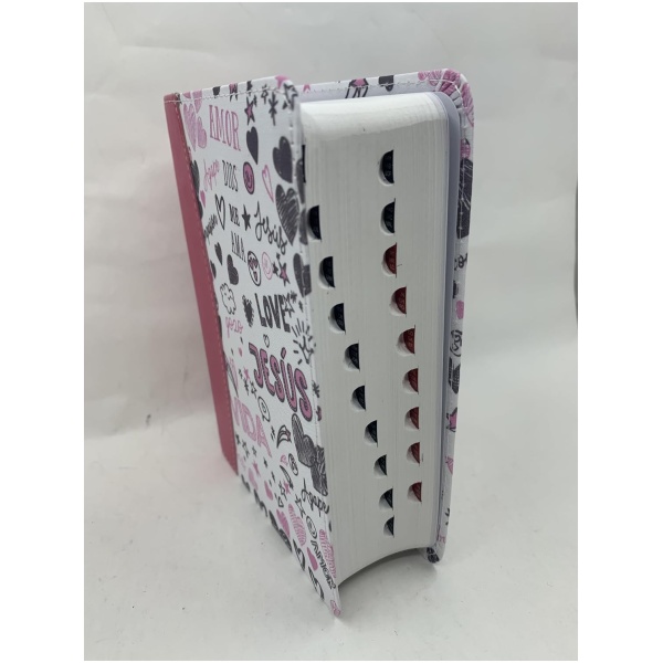 Biblia RVR1960 Palabras de vida amor rosa im piel índice bolsillo 8.5pt - Image 5