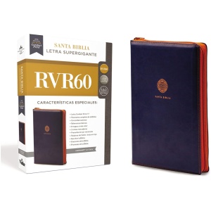Biblia RVR1960 letra supergigante Leathersoft cierre Azul