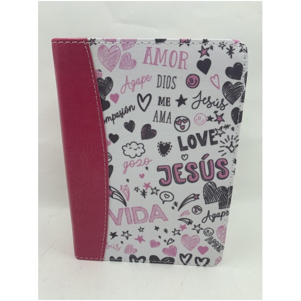 Biblia RVR1960 Palabras de vida amor rosa im piel índice bolsillo 8.5pt - Image 2