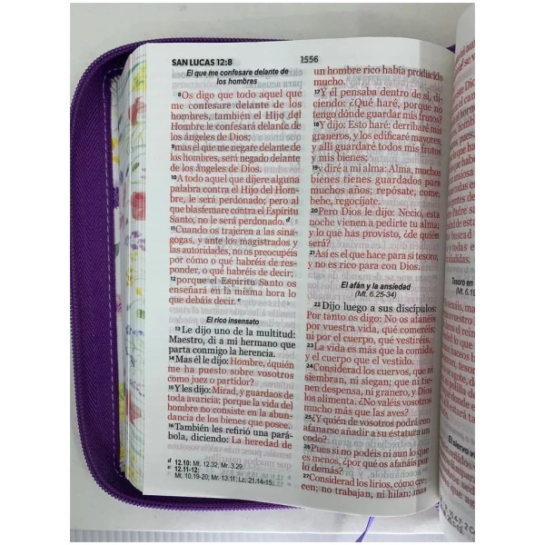 Biblia RVR1960 Primaveral lila oscuro im piel cierre chica 11pt LG PRJ - Image 5