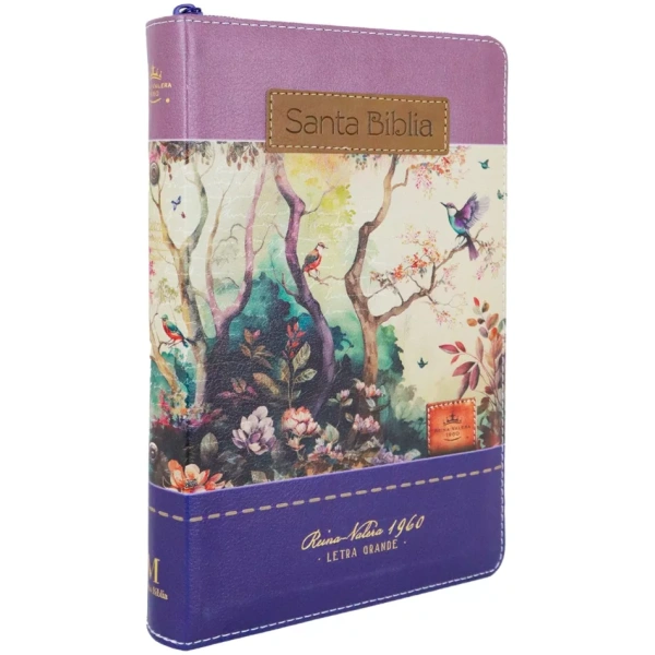 Biblia RVR1960 Fantasia lila morada cierre índice manual 12.5pt - Image 2