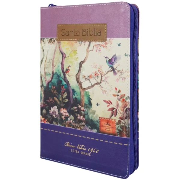 Biblia RVR1960 Fantasia lila morada cierre índice manual 12.5pt - Image 3