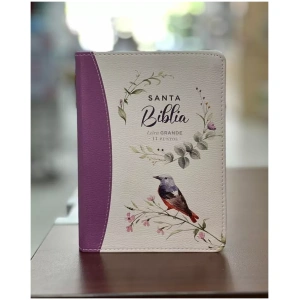 Biblia RVR1960 Primaveral lila claro im piel chica 11pt LG PRJ