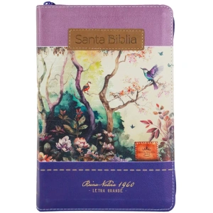 Biblia RVR1960 Fantasia lila morada cierre índice manual 12.5pt