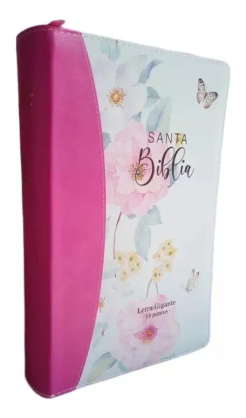 Biblia RVR1960 Gracia lt gigante flores rosas cierre manual 14pt 068PJR