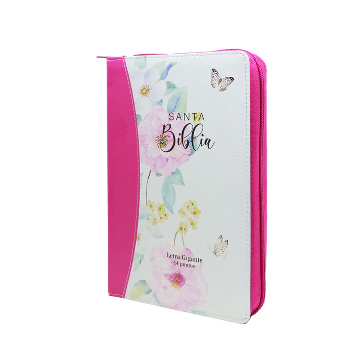Biblia RVR1960 Gracia lt gigante flores rosas cierre manual 14pt 068PJR