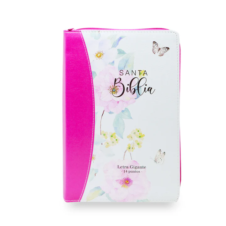 Biblia RVR1960 Gracia lt gigante flores rosas cierre manual 14pt 068PJR
