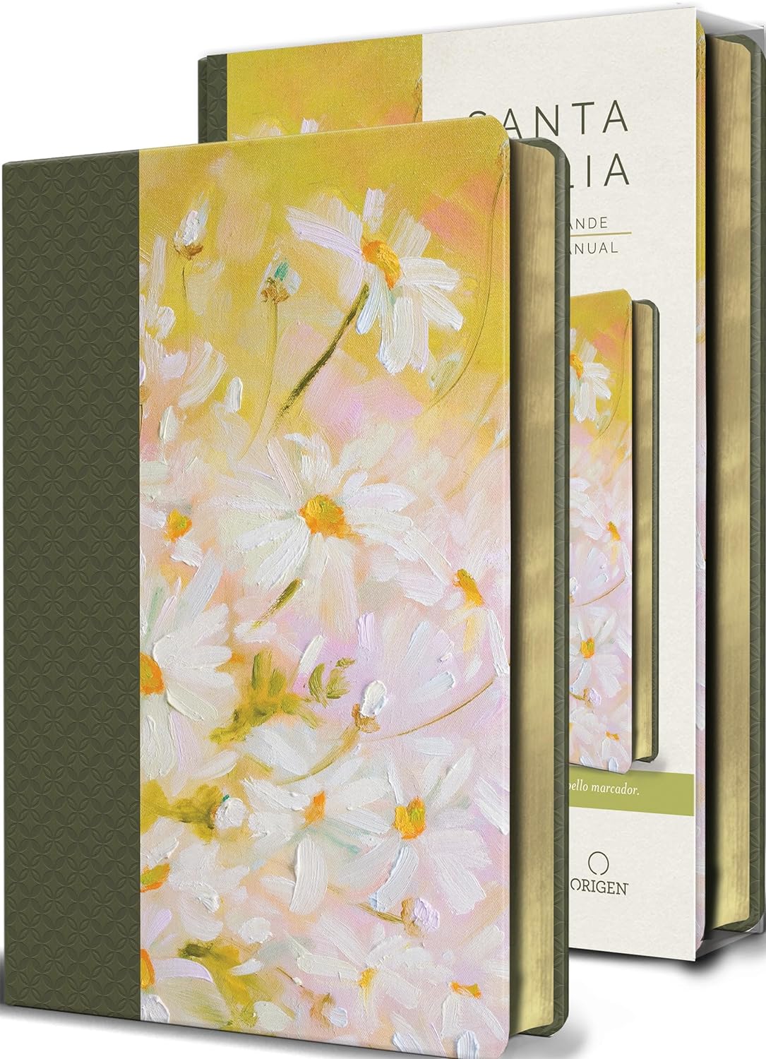 Biblia RVR1960 letra grande piel verde flores manual 10.5pt