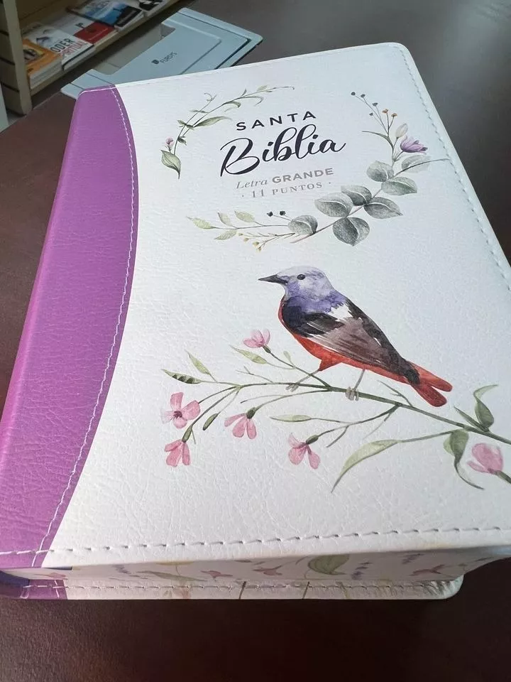 Biblia RVR1960 Primaveral lila claro im piel chica 11pt LG PRJ