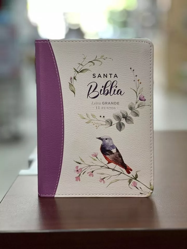 Biblia RVR1960 Primaveral lila claro im piel chica 11pt LG PRJ