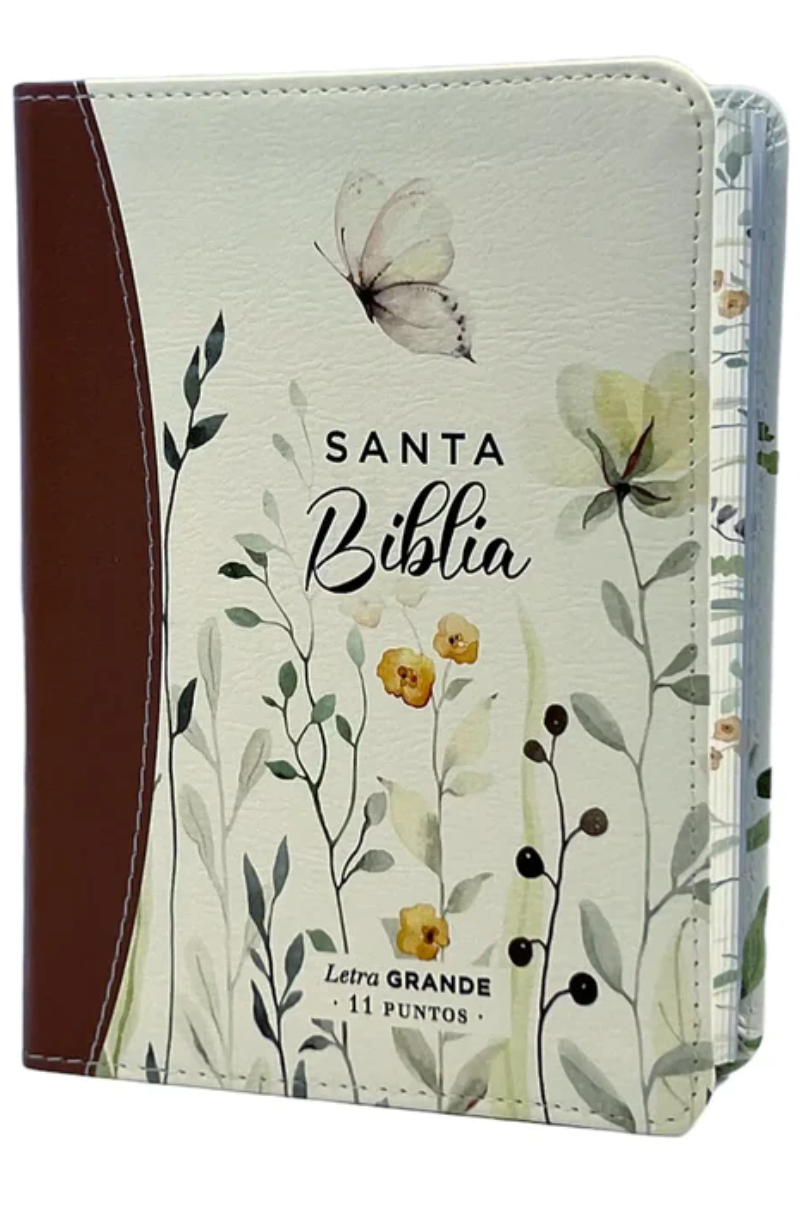 Biblia RVR1960 Primaveral marron im piel chica 11pt PJR