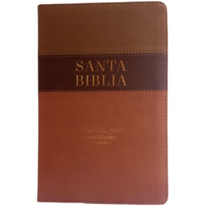 Biblia RVR1960 Tricolor lt gigante cafe/marrón im piel cierre manual 14pt 068PJR