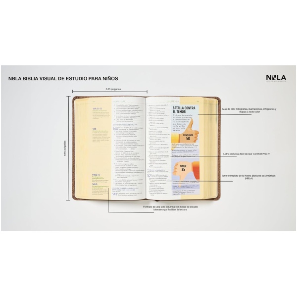 Biblia NBLA Visual de estudio para niños cafe imit piel - Image 3