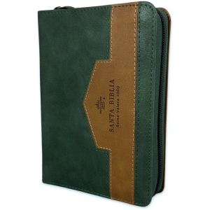 Biblia RVR1960 Elegante verde café cierre índice 8.5pt