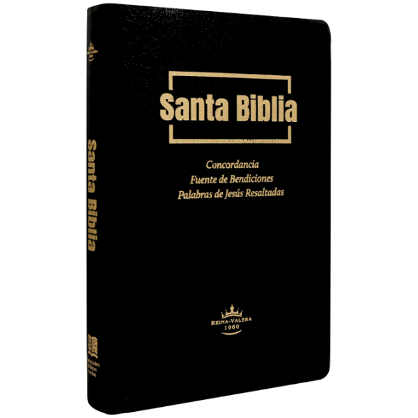 Biblia RVR1960 Fuente de bendiciones mediana im piel negra 9pt RVR.65uecFBPJR