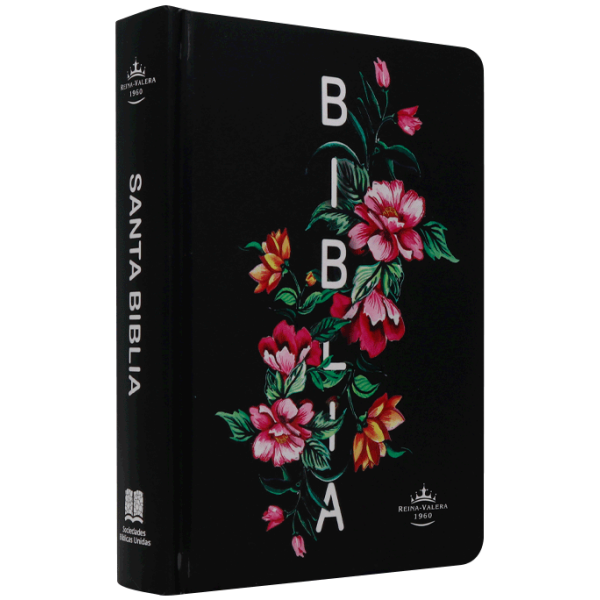 Biblia RVR1960 Fuente de bendiciones chica tapa dura negro flores 9pt RVR043cLMFB - Image 2