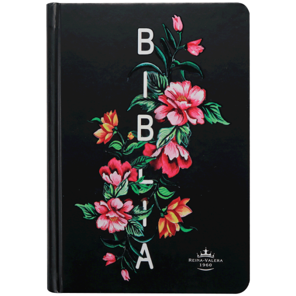 Biblia RVR1960 Fuente de bendiciones chica tapa dura negro flores 9pt RVR043cLMFB