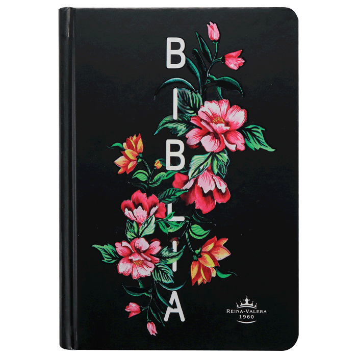 Biblia RVR1960 Fuente de bendiciones chica tapa dura negro flores 9pt RVR043cLMFB