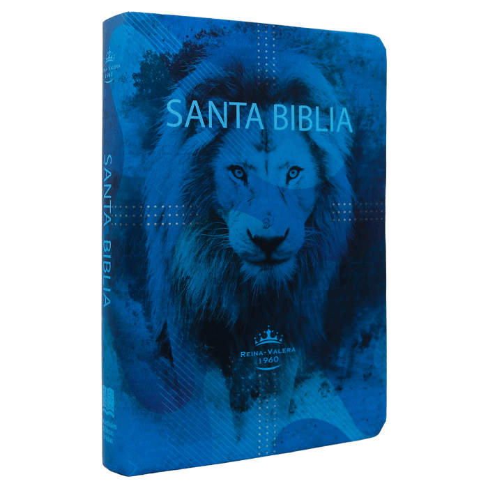 Biblia RVR1960 mediana lt grande semiflexible león azul 11pt RVR.61cLGPJR