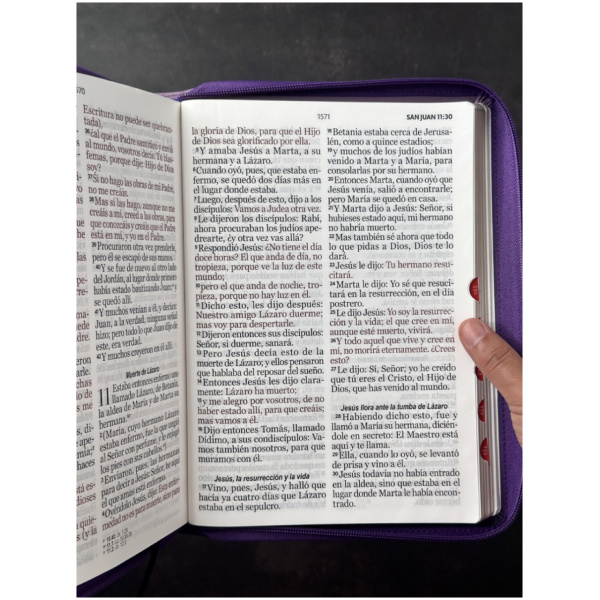 Biblia RVR1960 super gigante lila morado negro im piel cierre índice 19pt - Image 7