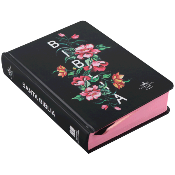 Biblia RVR1960 Fuente de bendiciones chica tapa dura negro flores 9pt RVR043cLMFB - Image 3