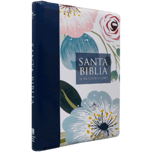 Biblia RVR1960 grande flores azul 19pt RVR086cLGPJRZTI