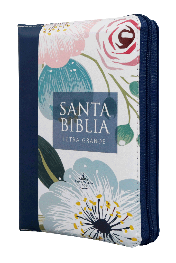 Biblia RVR1960 chica flores azul 11pt RVR046cLGPJRZTI