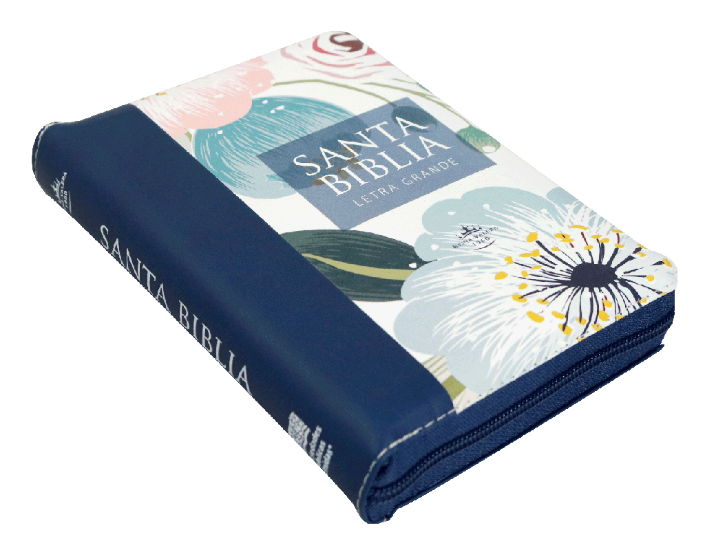 Biblia RVR1960 chica flores azul 11pt RVR046cLGPJRZTI