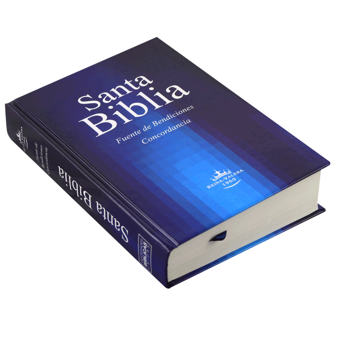 Biblia RVR1960 Fuente de Bendiciones chica tapa dura azul 9pt RVR043cLMFB