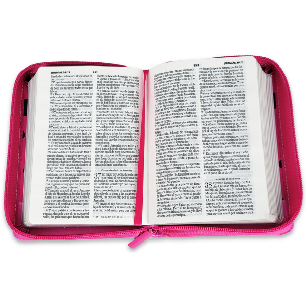 Biblia RVR1960 Primor fuscia mariquita con topos im piel cierre bolsillo 8.5pt - Image 2