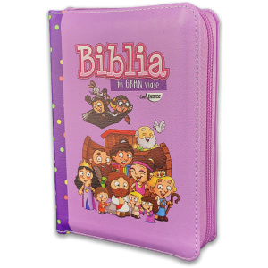 Biblia RVR1960 Mi gran viaje lila im piel cierre índice bolsillo 8.5pt