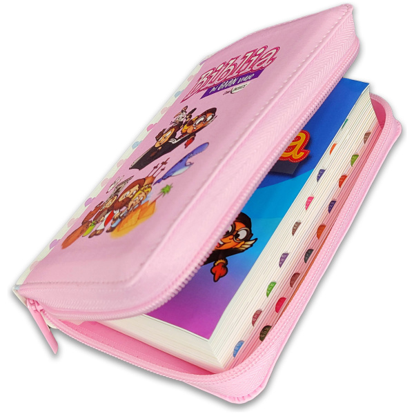 Biblia RVR1960 Mi gran viaje rosa im piel cierre índice bolsillo 8.5pt - Image 2