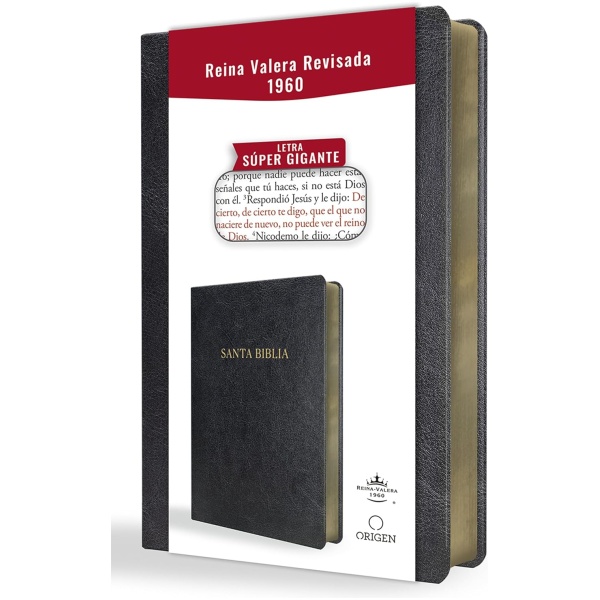 Biblia RVR1960 letra super gigante negro sim piel 17pt