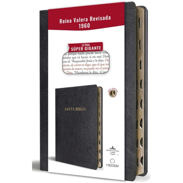 Biblia RVR1960 letra super gigante negro sim piel índice 17pt