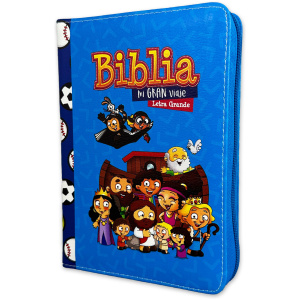 Biblia RVR1960 Mi gran viaje azul im piel cierre compacta 10pt
