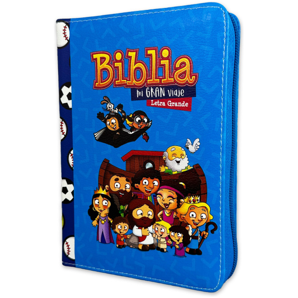 Biblia RVR1960 Mi gran viaje azul im piel cierre compacta 10pt