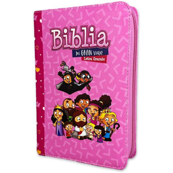 Biblia RVR1960 Mi gran viaje rosa im piel cierre compacta 10pt