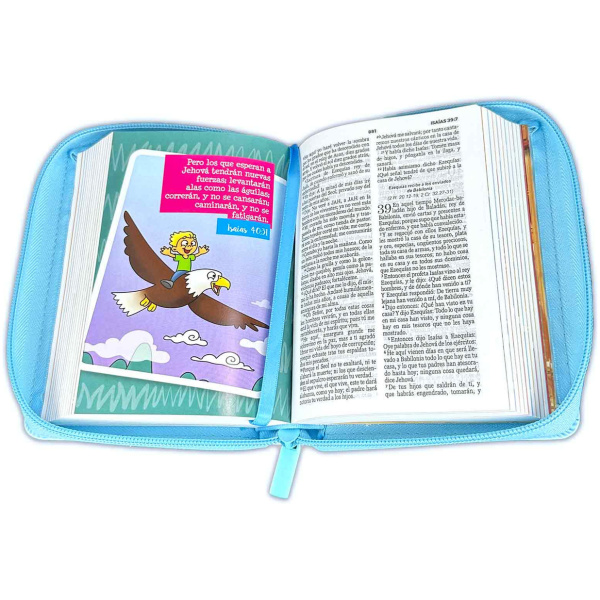 Biblia RVR1960 Mi gran viaje azul im piel cierre bolsillo 8.5pt - Image 3