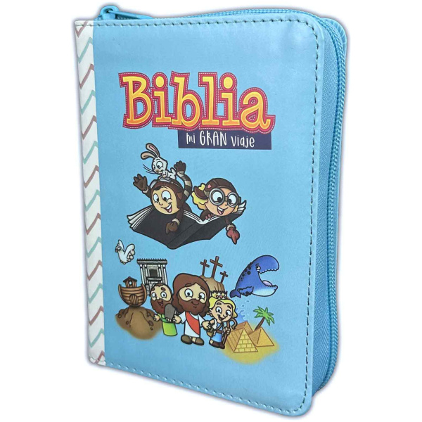 Biblia RVR1960 Mi gran viaje azul im piel cierre bolsillo 8.5pt - Image 2