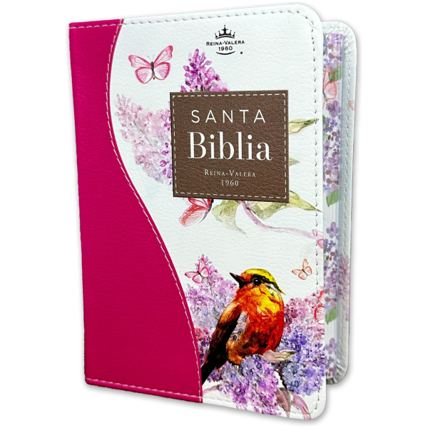 Biblia RVR1960 Renovación rosa cto pintado im piel bolsillo 8.5pt