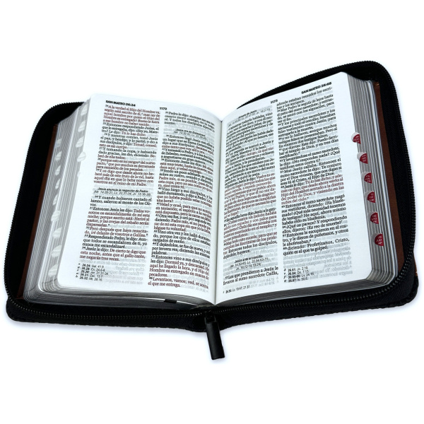 Biblia RVR1960 Geometrico negro cafe im piel cierre índice bolsillo 8.5pt - Image 2