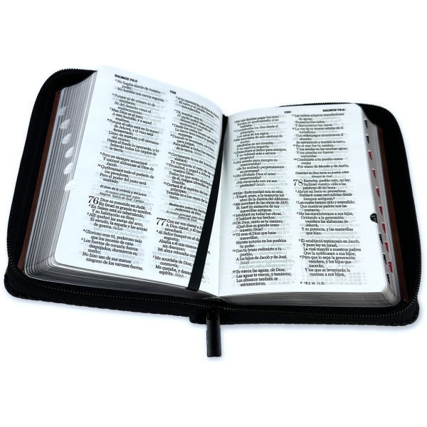 Biblia RVR1960 Geometrico negro cafe im piel cierre índice bolsillo 8.5pt - Image 3