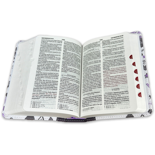 Biblia RVR1960 Palabras de vida amor lila c bco im piel-Cloth índice bolsillo 8.5pt - Image 2
