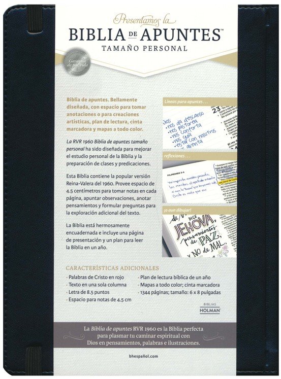 Biblia RVR1960 Apuntes personal negro tapa dura manual 8.5pt