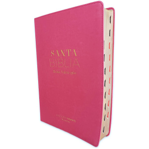 Biblia RVR1960 Clásica súper gigante fucsia im piel índice 19pt