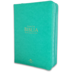 Biblia RVR1960 Clasica turquesa im piel cierre bolsillo 11pt